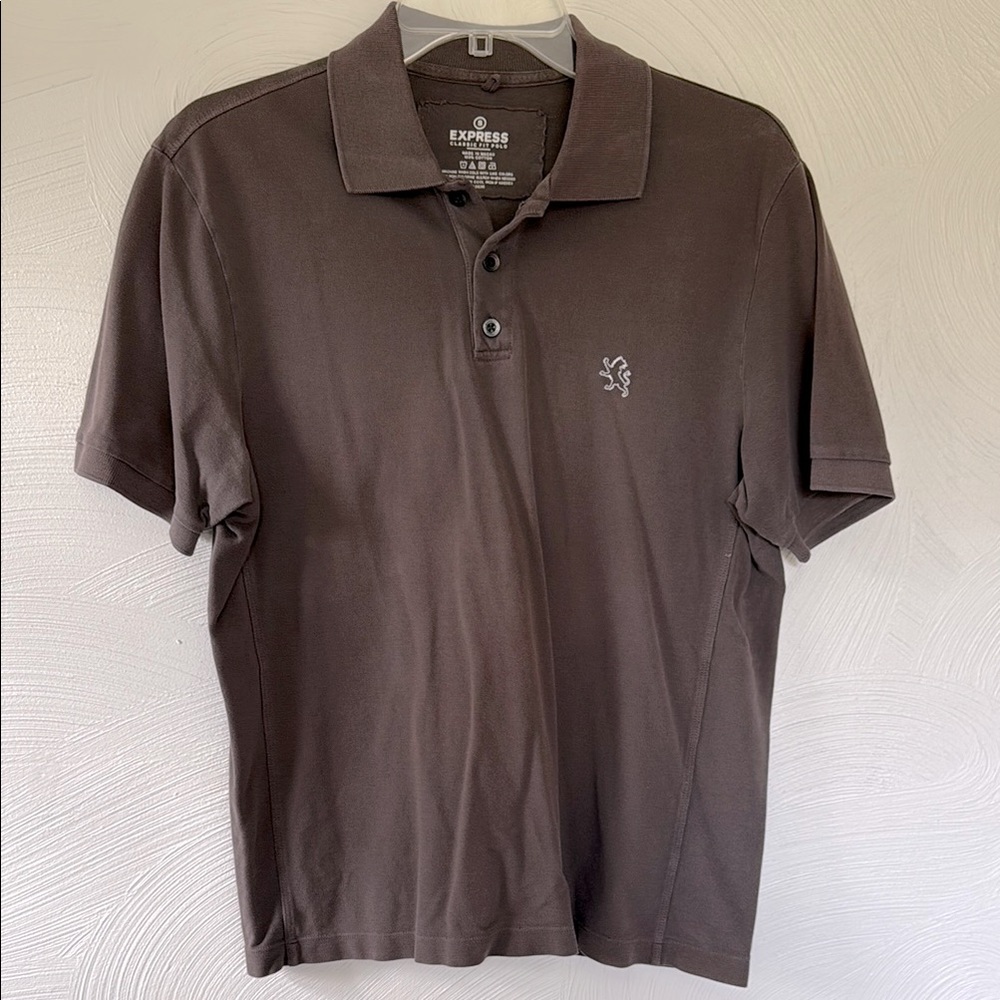 Express classic-fit taupe pique polo